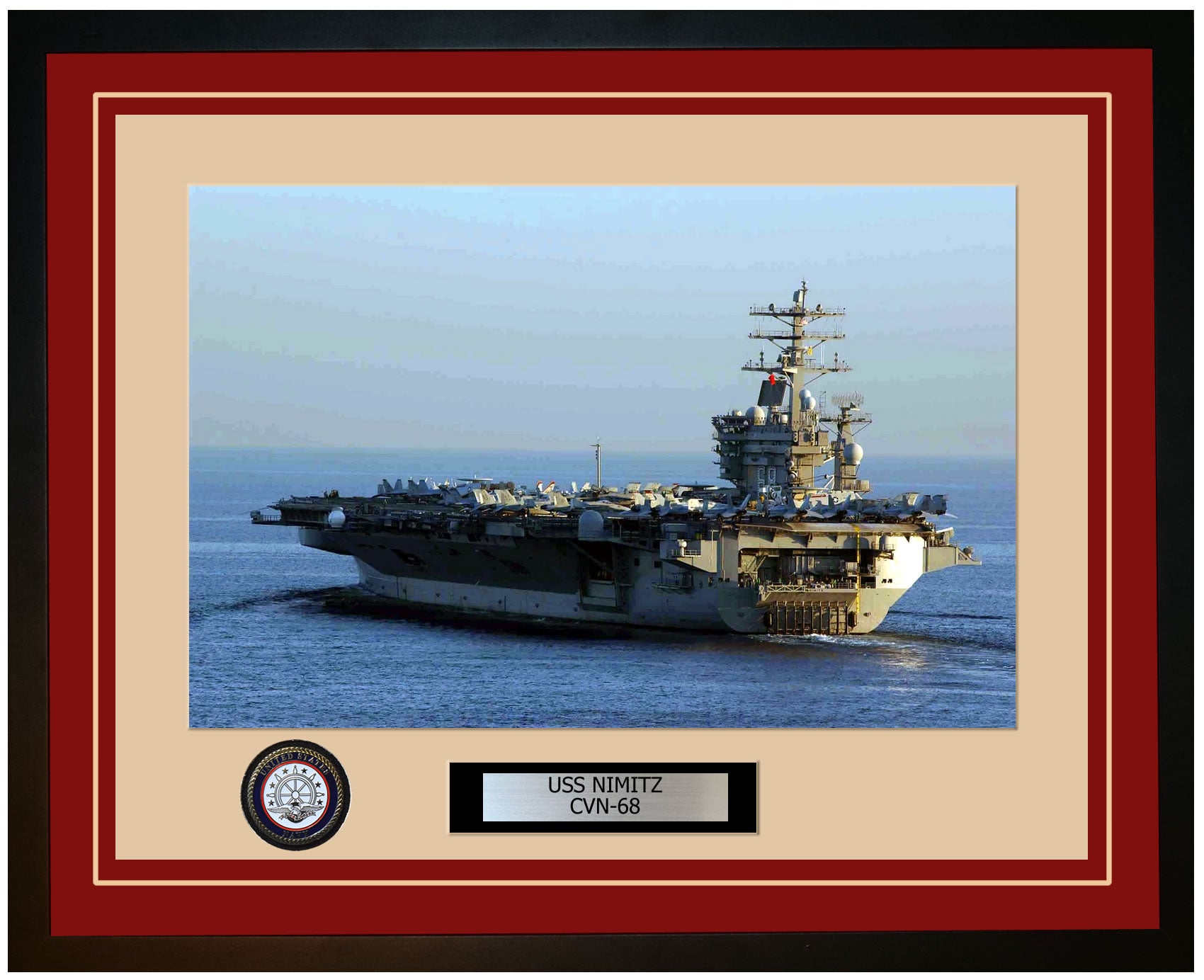 USS NIMITZ CVN-68 Framed Navy Ship Photo Burgundy