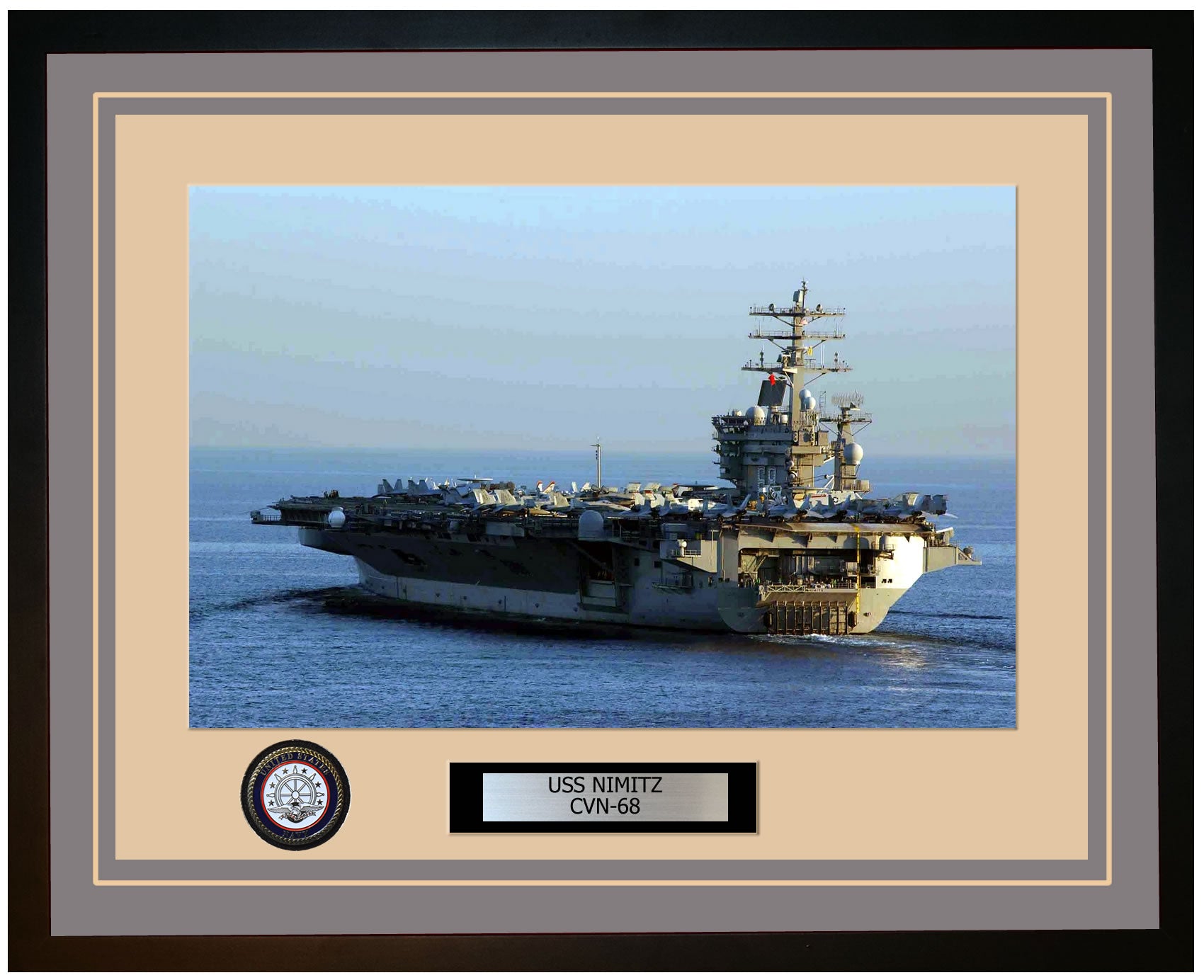 USS NIMITZ CVN-68 Framed Navy Ship Photo Grey