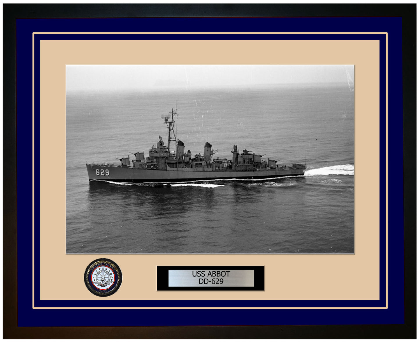USS ABBOT DD-629 Framed Navy Ship Photo Blue