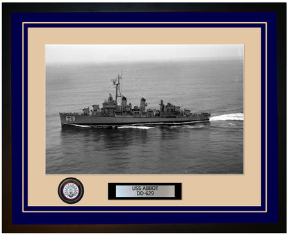 USS ABBOT DD-629 Framed Navy Ship Photo Blue