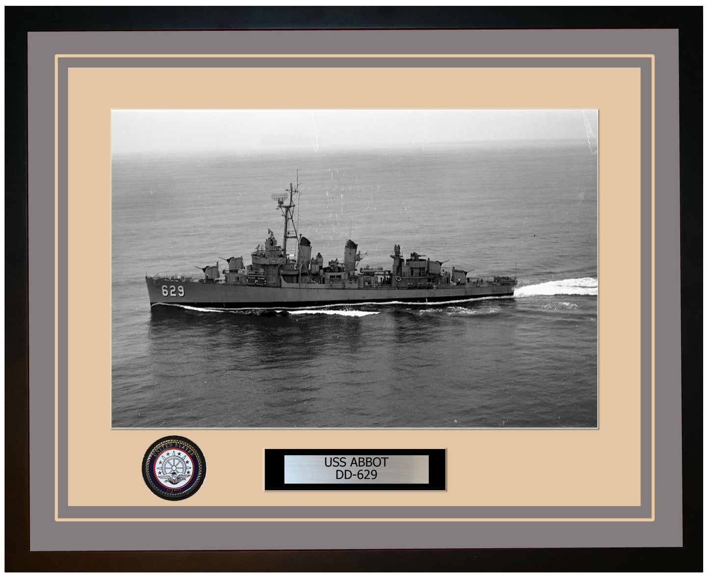USS ABBOT DD-629 Framed Navy Ship Photo Grey