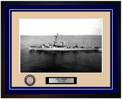 USS Darby DE-218 Framed Navy Ship Photo Blue