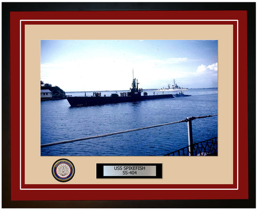 USS Spikefish SS-404 Framed Navy Ship Photo Burgundy