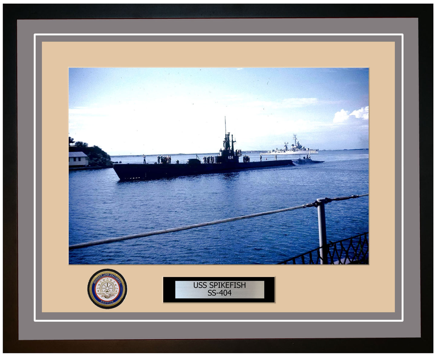 USS Spikefish SS-404 Framed Navy Ship Photo Grey