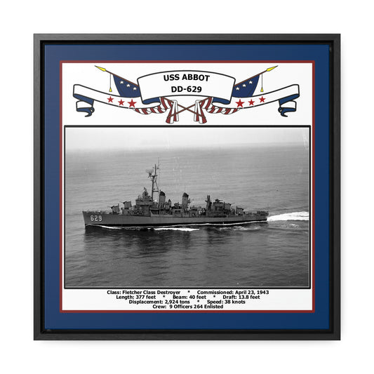 USS Abbot DD-629 Navy Floating Frame Photo Front View