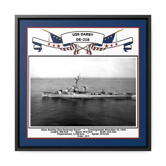 USS Darby DE-218 Navy Floating Frame Photo Front View