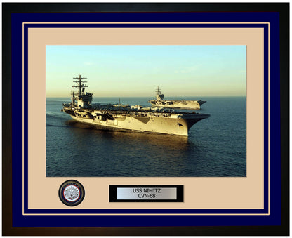 USS NIMITZ CVN-68 Framed Navy Ship Photo Blue