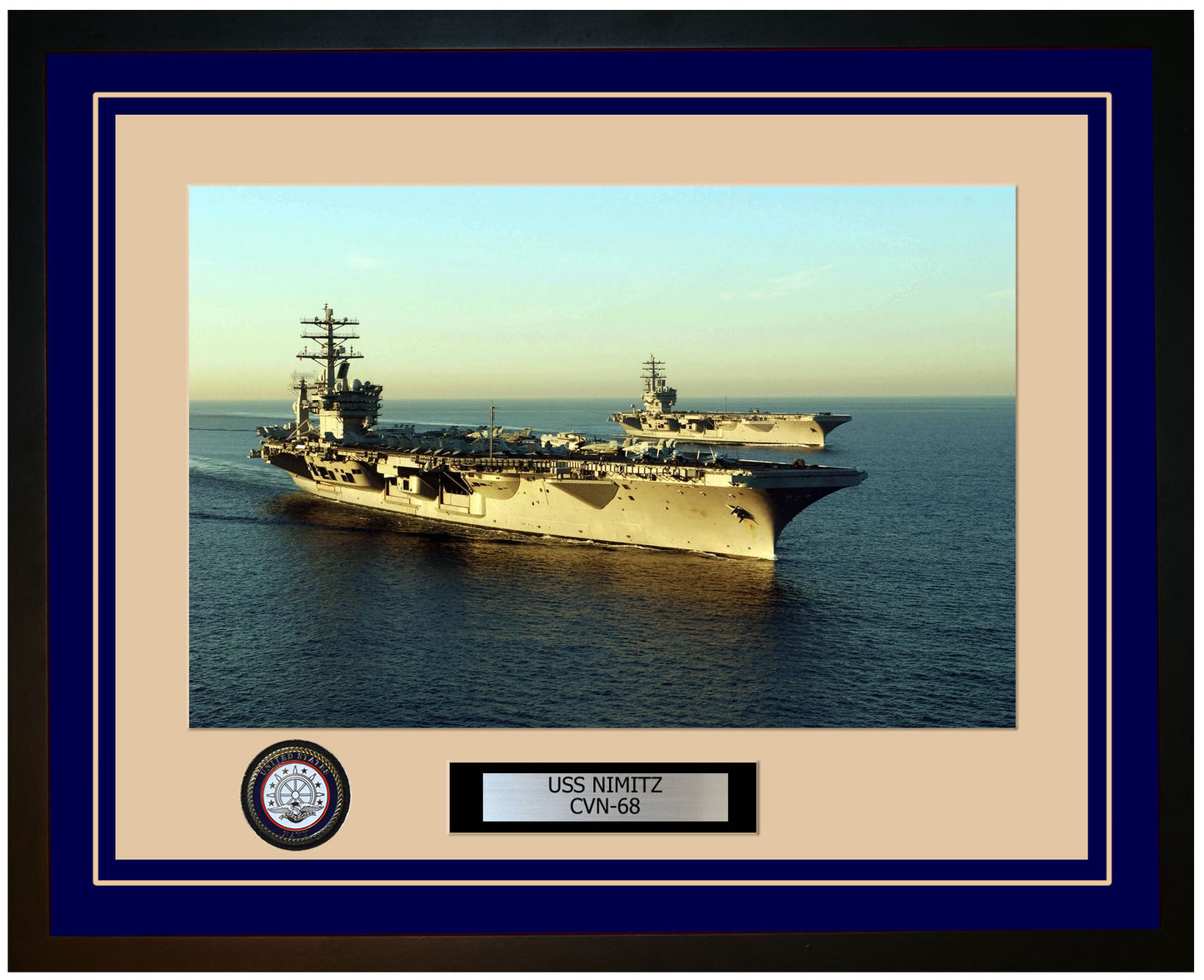 USS NIMITZ CVN-68 Framed Navy Ship Photo Blue