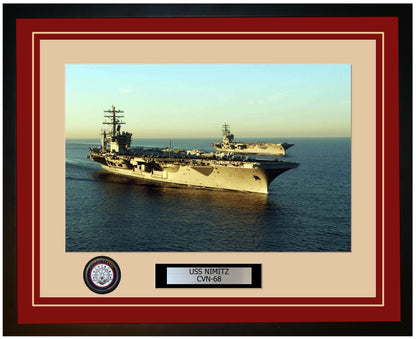 USS NIMITZ CVN-68 Framed Navy Ship Photo Burgundy