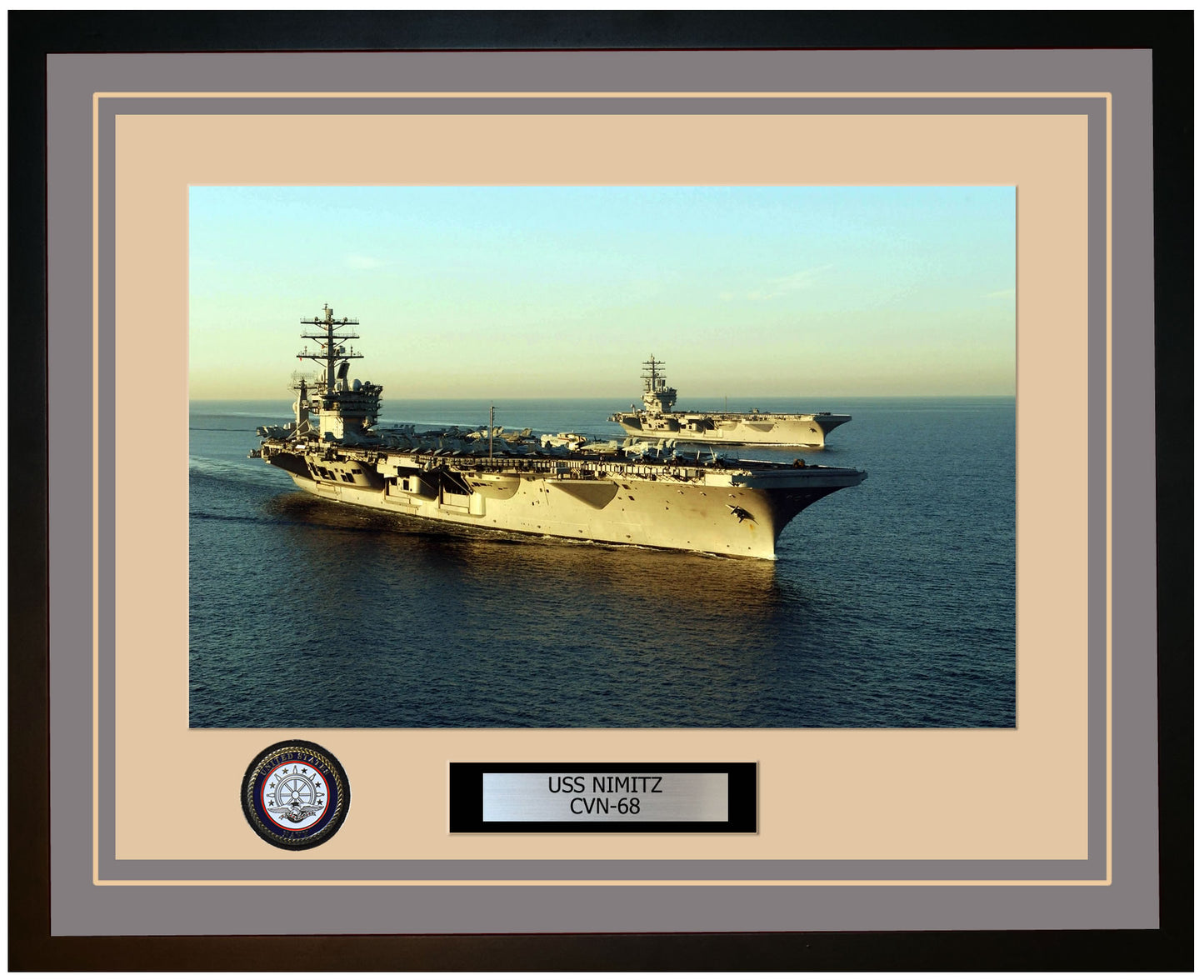 USS NIMITZ CVN-68 Framed Navy Ship Photo Grey