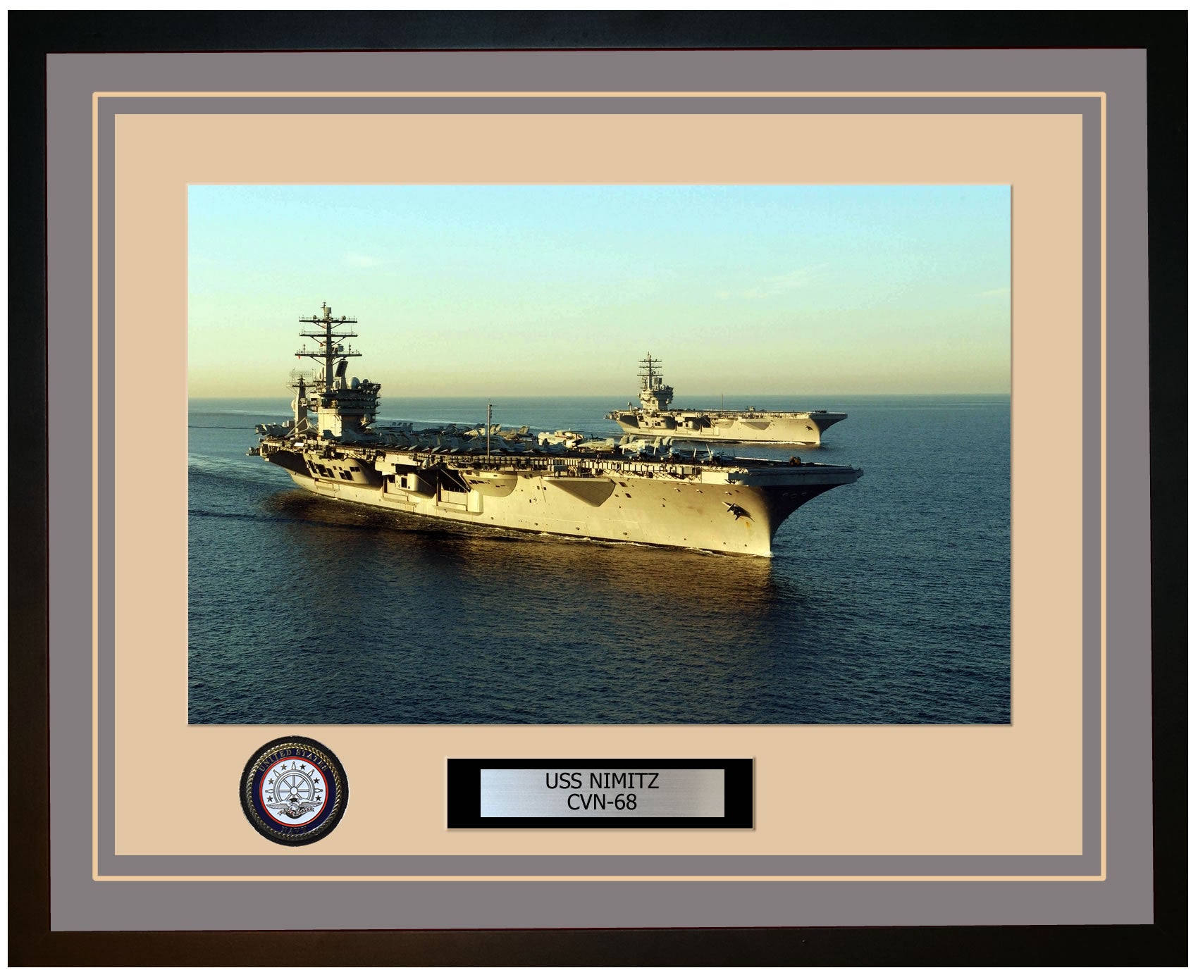 USS NIMITZ CVN-68 Framed Navy Ship Photo Grey
