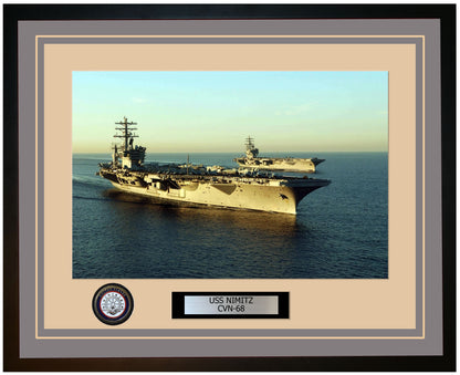 USS NIMITZ CVN-68 Framed Navy Ship Photo Grey