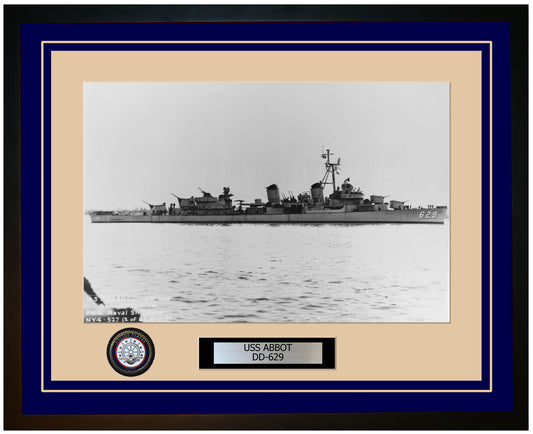 USS ABBOT DD-629 Framed Navy Ship Photo Blue
