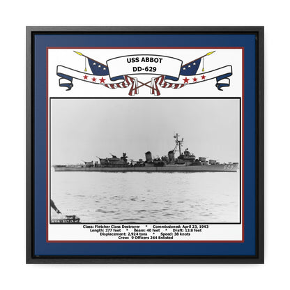 USS Abbot DD-629 Navy Floating Frame Photo Front View