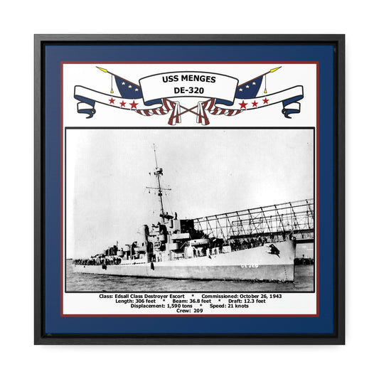 USS Menges DE-320 Navy Floating Frame Photo Front View