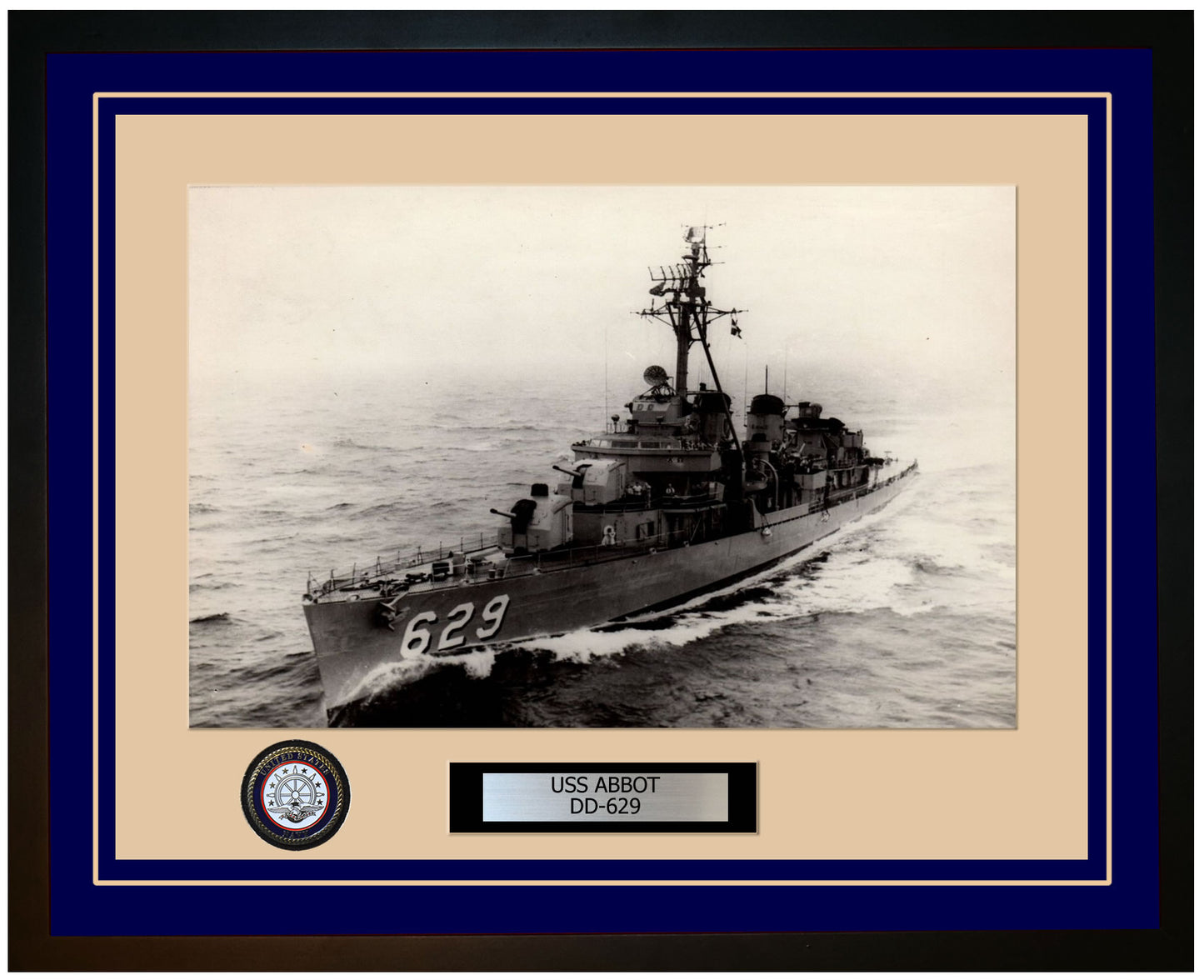USS ABBOT DD-629 Framed Navy Ship Photo Blue