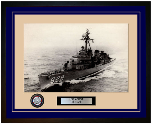 USS ABBOT DD-629 Framed Navy Ship Photo Blue