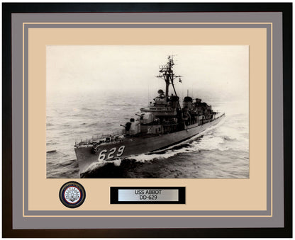 USS ABBOT DD-629 Framed Navy Ship Photo Grey