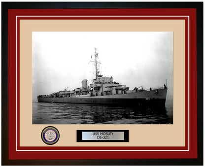 USS Mosley DE-321 Framed Navy Ship Photo Burgundy