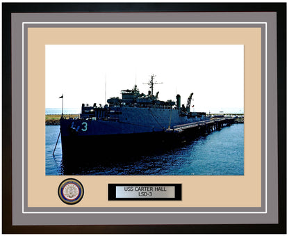 USS Carter Hall LSD-3 Framed Navy Ship Photo Grey