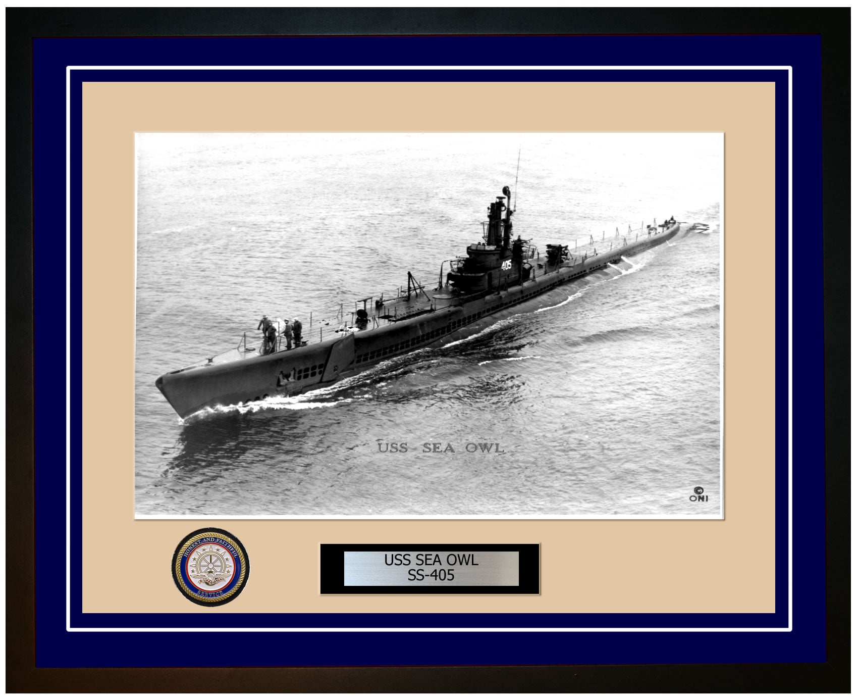 USS Sea Owl SS-405 Framed Navy Ship Photo Blue