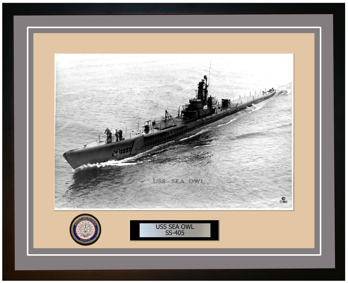 USS Sea Owl SS-405 Framed Navy Ship Photo Grey