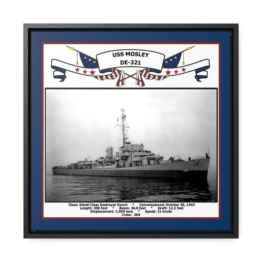 USS Mosley DE-321 Navy Floating Frame Photo Front View