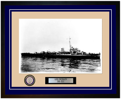 USS Mosley DE-321 Framed Navy Ship Photo Blue