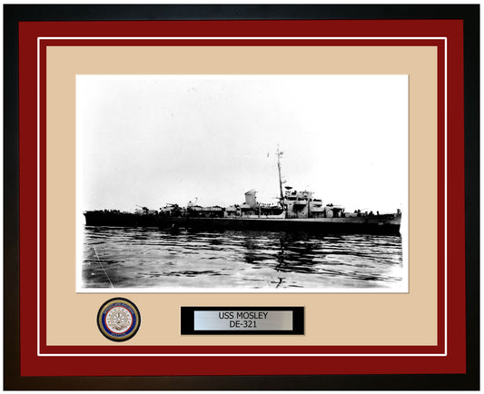 USS Mosley DE-321 Framed Navy Ship Photo Burgundy