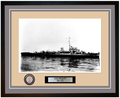 USS Mosley DE-321 Framed Navy Ship Photo Grey
