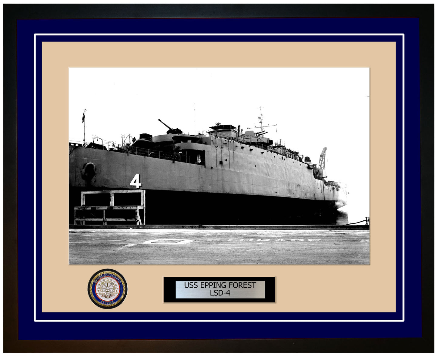 USS Epping Forest LSD-4 Framed Navy Ship Photo Blue