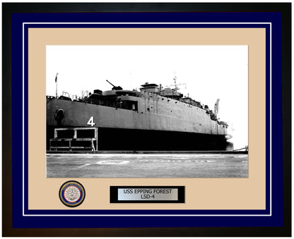 USS Epping Forest LSD-4 Framed Navy Ship Photo Blue