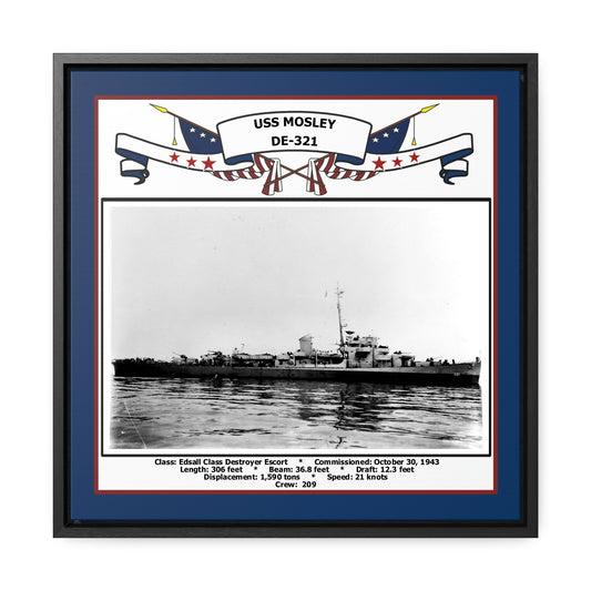 USS Mosley DE-321 Navy Floating Frame Photo Front View