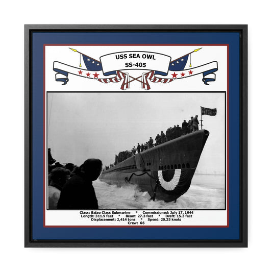 USS Sea Owl SS-405 Navy Floating Frame Photo Front View