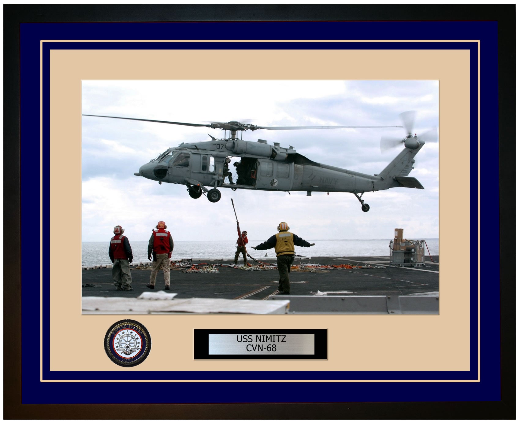 USS NIMITZ CVN-68 Framed Navy Ship Photo Blue
