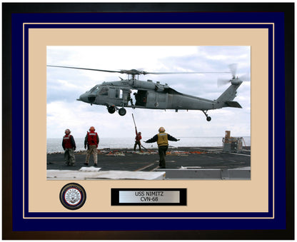 USS NIMITZ CVN-68 Framed Navy Ship Photo Blue