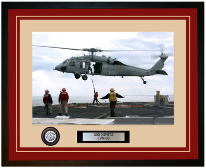 USS NIMITZ CVN-68 Framed Navy Ship Photo Burgundy