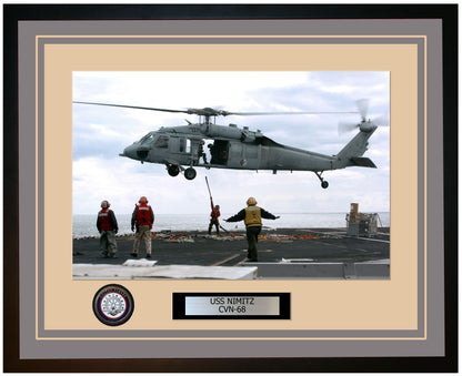 USS NIMITZ CVN-68 Framed Navy Ship Photo Grey