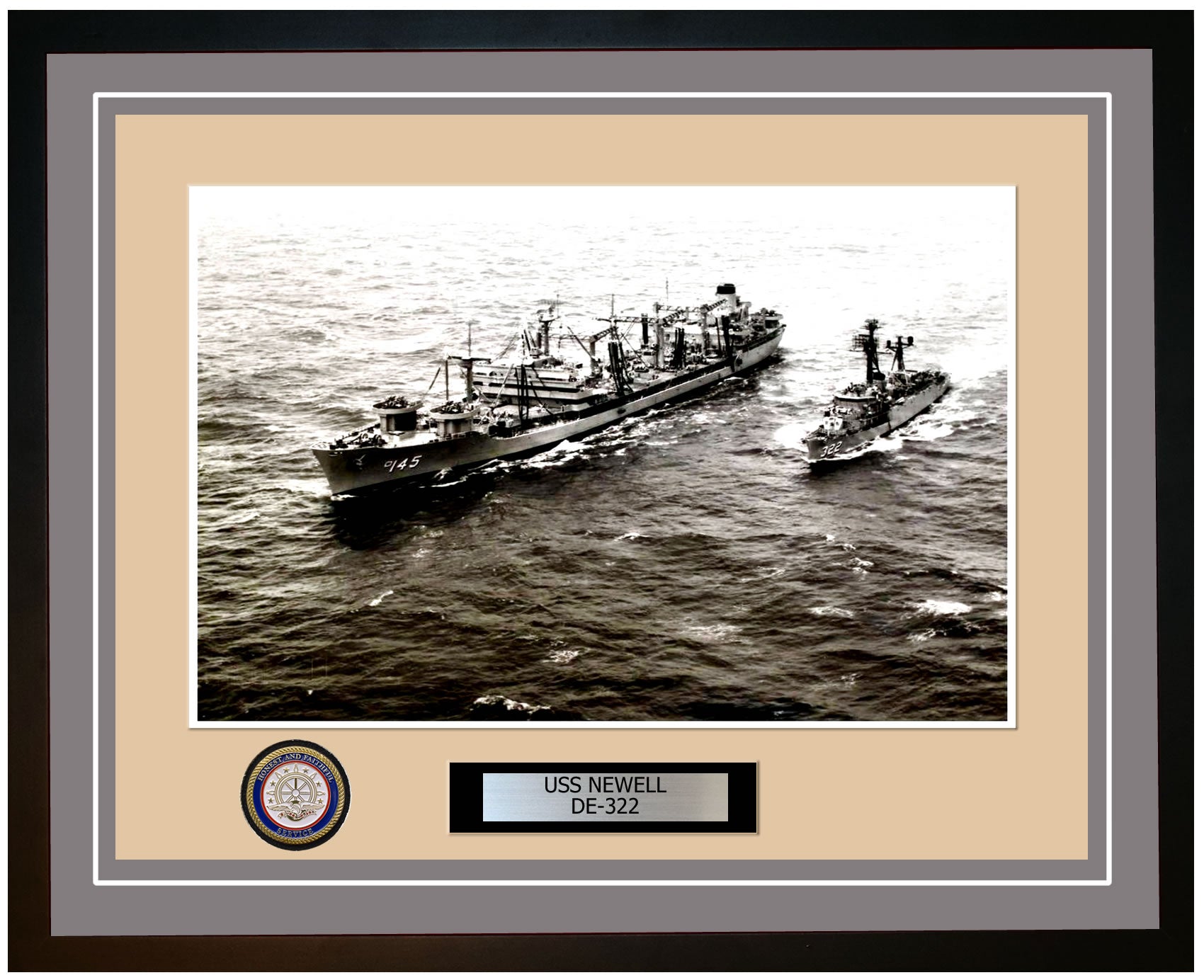 USS Newell DE-322 Framed Navy Ship Photo Grey