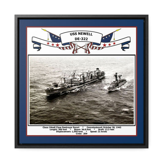USS Newell DE-322 Navy Floating Frame Photo Front View