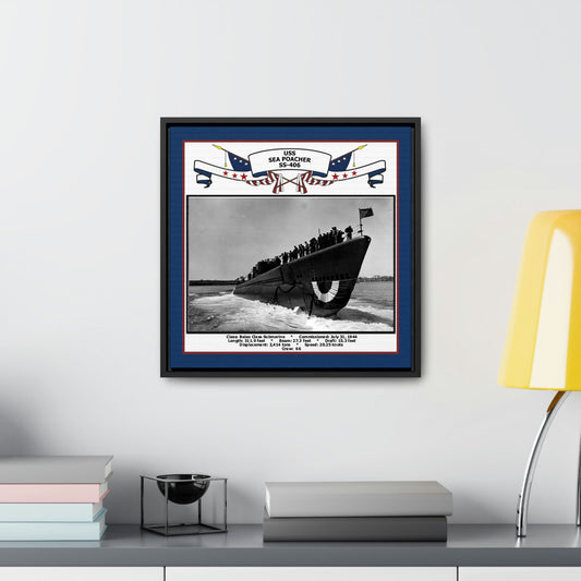 USS Sea Poacher SS-406 Navy Floating Frame Photo Desk View