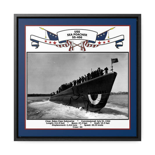 USS Sea Poacher SS-406 Navy Floating Frame Photo Front View