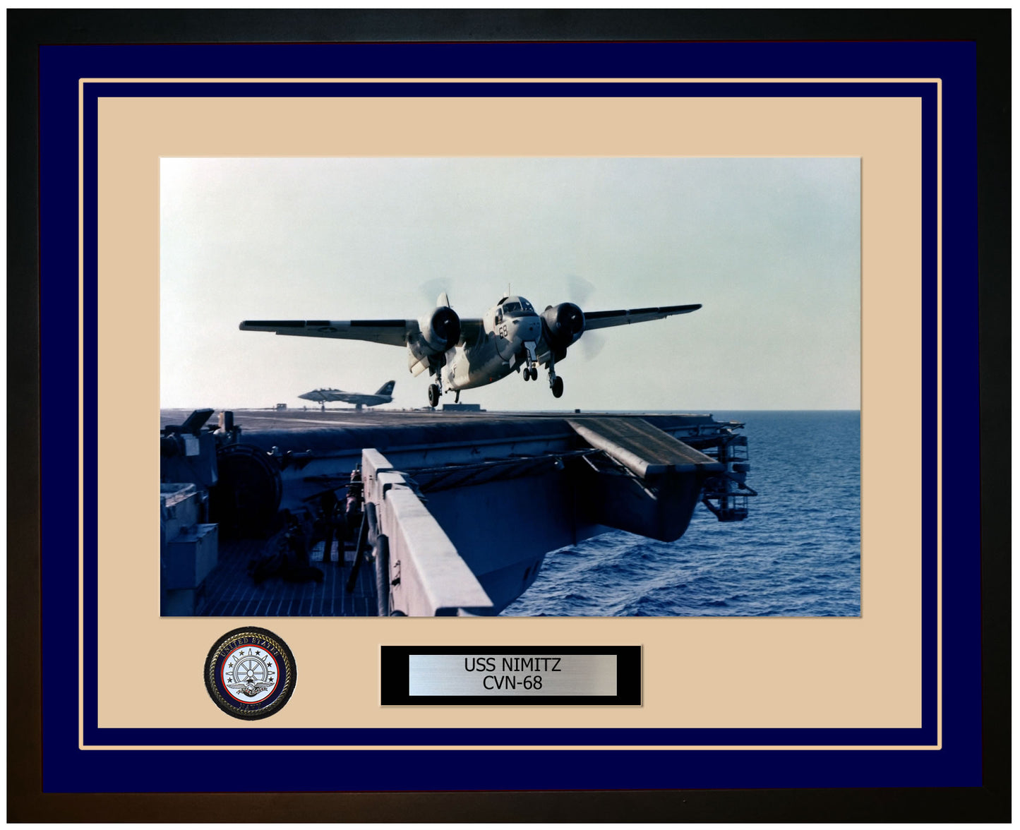 USS NIMITZ CVN-68 Framed Navy Ship Photo Blue