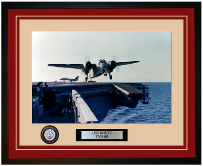 USS NIMITZ CVN-68 Framed Navy Ship Photo Burgundy