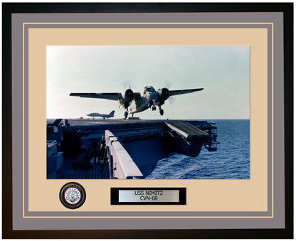 USS NIMITZ CVN-68 Framed Navy Ship Photo Grey
