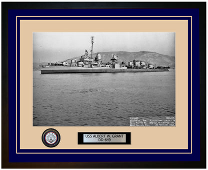 USS ALBERT W. GRANT DD-649 Framed Navy Ship Photo Blue