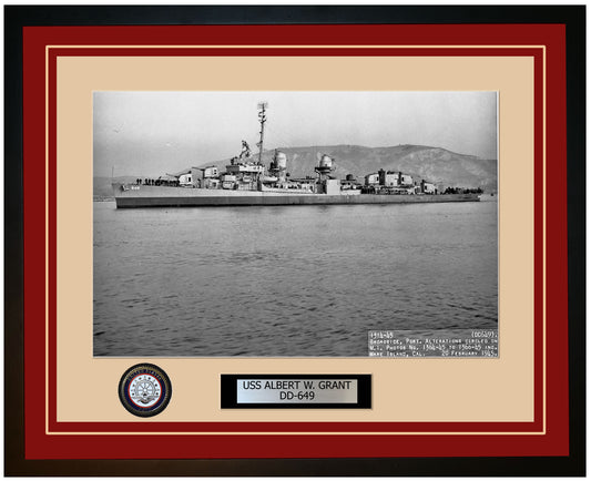 USS ALBERT W. GRANT DD-649 Framed Navy Ship Photo Burgundy
