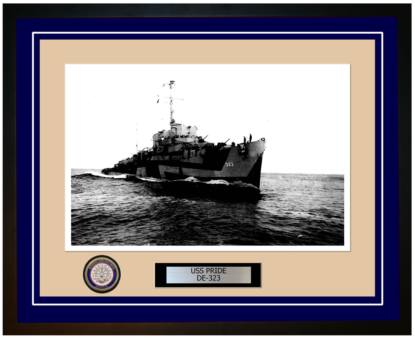 USS Pride DE-323 Framed Navy Ship Photo Blue