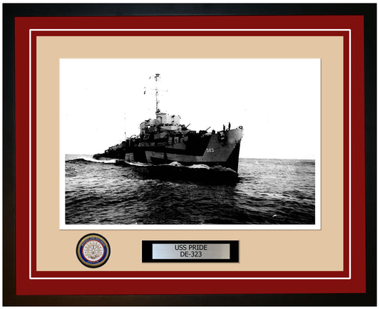 USS Pride DE-323 Framed Navy Ship Photo Burgundy
