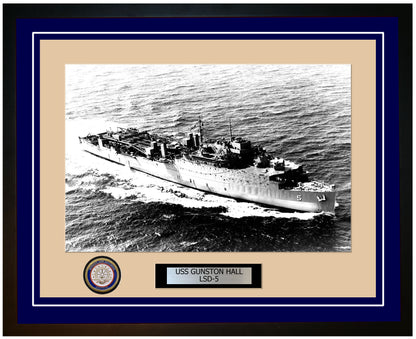 USS Gunston Hall LSD-5 Framed Navy Ship Photo Blue